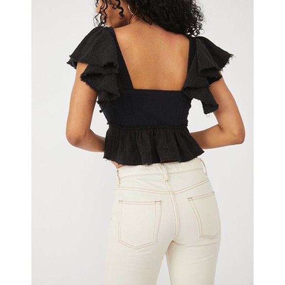 NWT Free People Day Dreaming Top / Obsidian - Picture 3 of 6